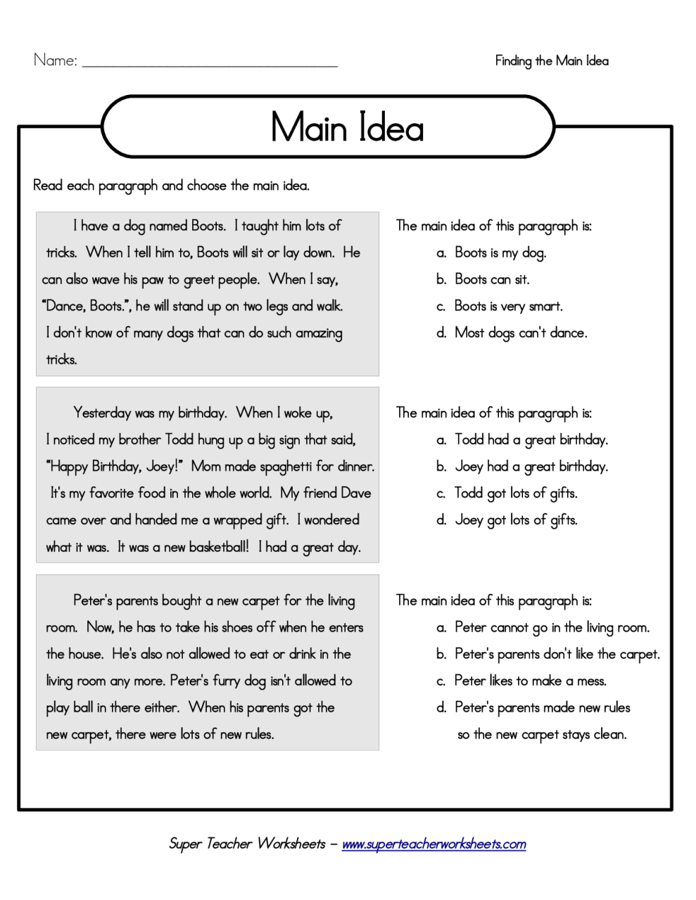 60 Central Idea Worksheets Pdf 46