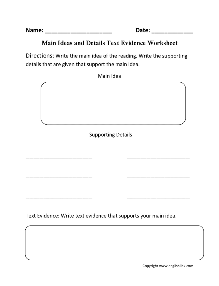 60 Central Idea Worksheets Pdf 58