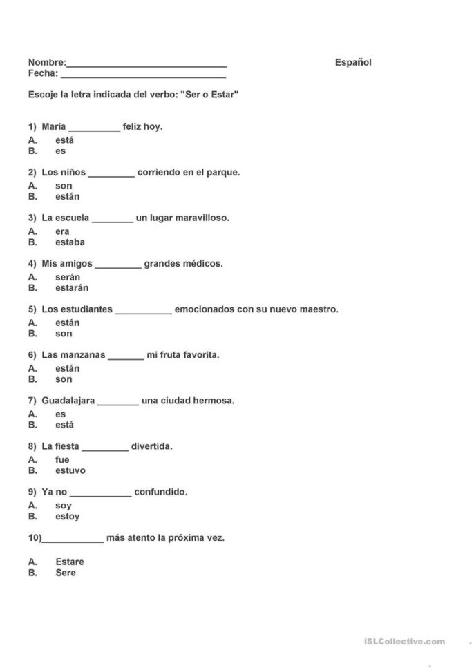 60 El Verbo Ser Worksheets 11