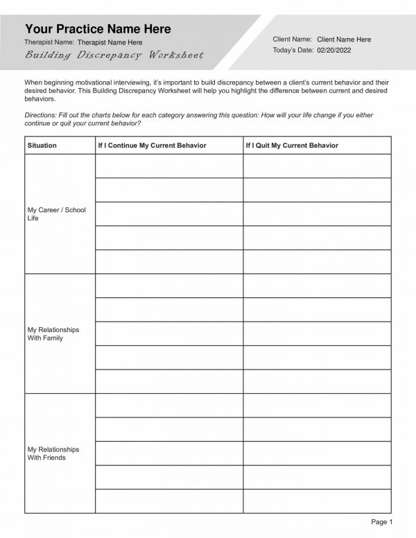 60 Motivational Interviewing Worksheets Pdf 13