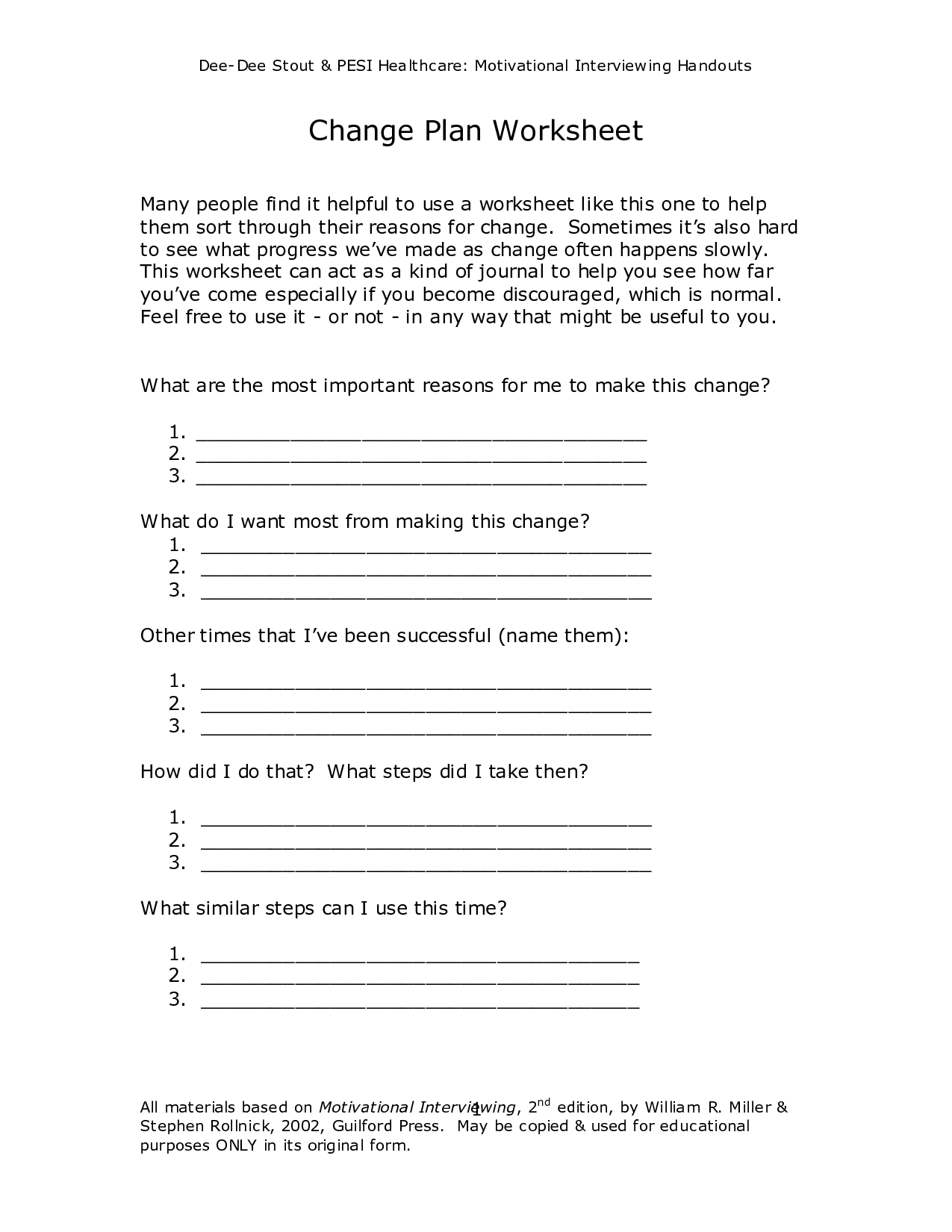 60 Motivational Interviewing Worksheets Pdf 18