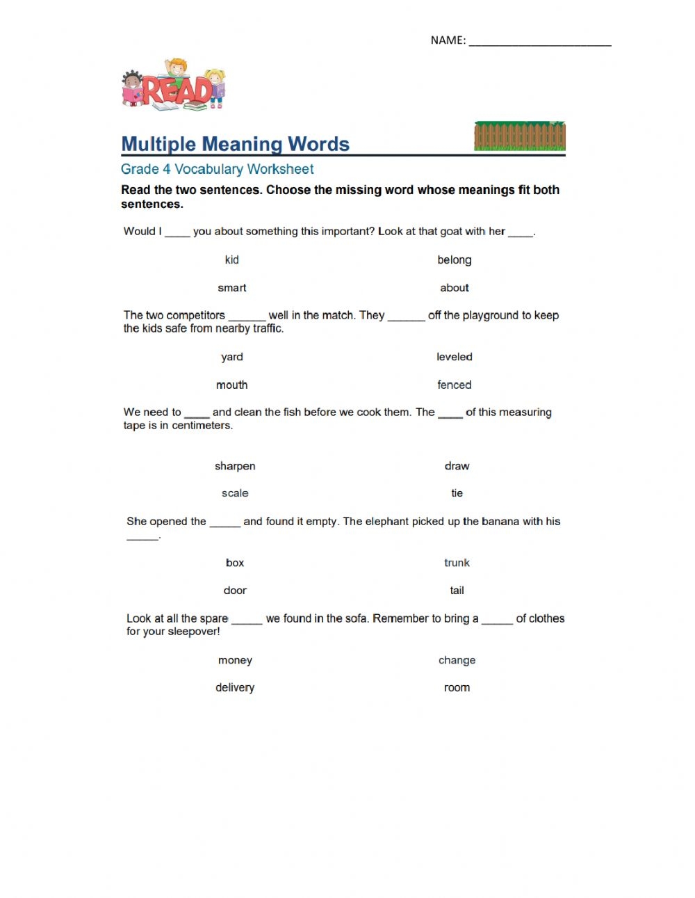 60 Multiple Meaning Words Worksheets 25