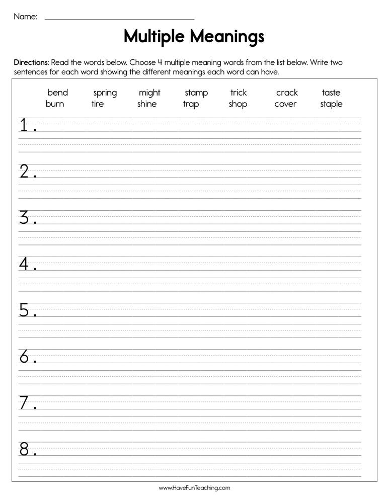 60 Multiple Meaning Words Worksheets 36