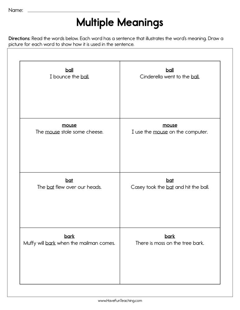 60 Multiple Meaning Words Worksheets 37