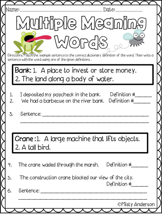 60 Multiple Meaning Words Worksheets 46