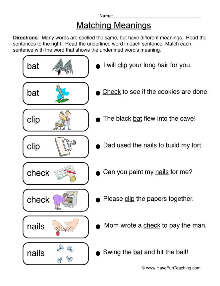 60 Multiple Meaning Words Worksheets 47