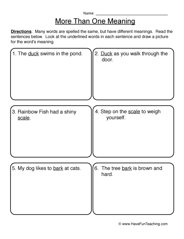 60 Multiple Meaning Words Worksheets 61