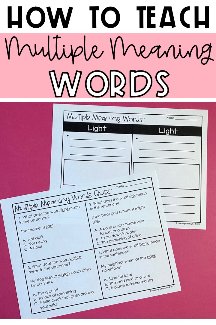 60 Multiple Meaning Words Worksheets 7