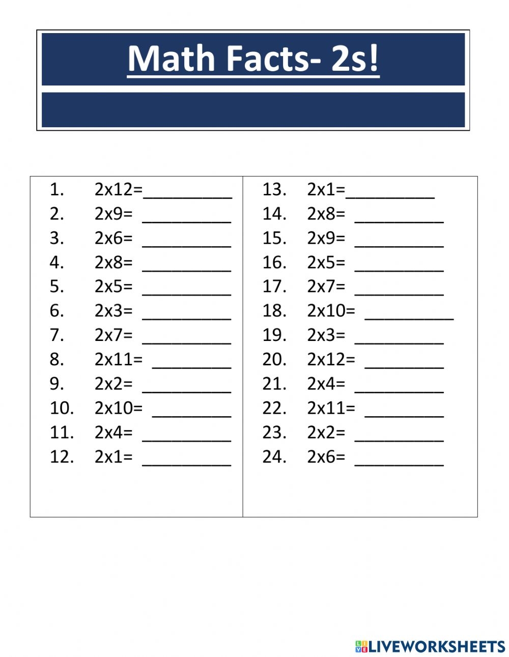 60 Multiplication By 2S Worksheets 37