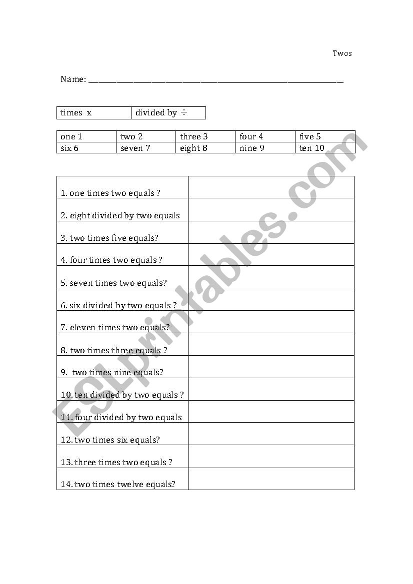 60 Multiplication By 2S Worksheets 52