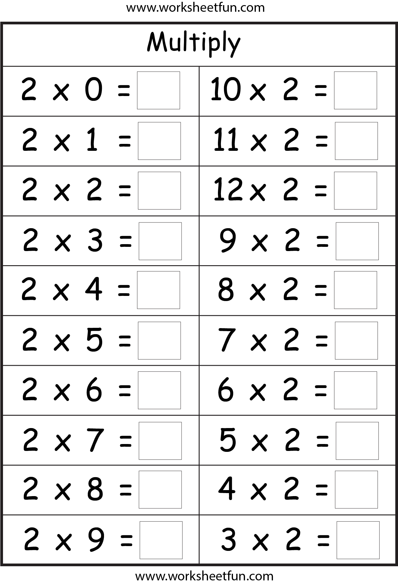 60 Multiplication By 2S Worksheets 7