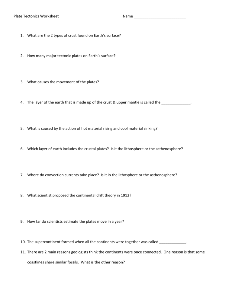 60 Plate Tectonics Worksheets Pdf 43