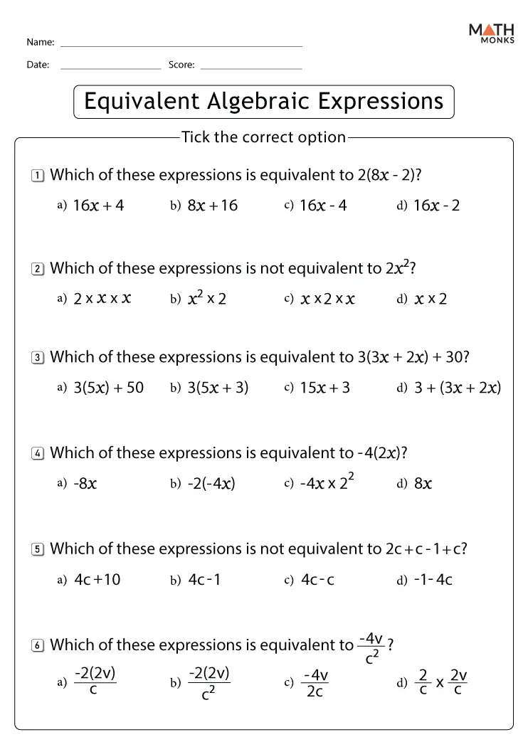 60 Translating Expressions Worksheets Pdf 18