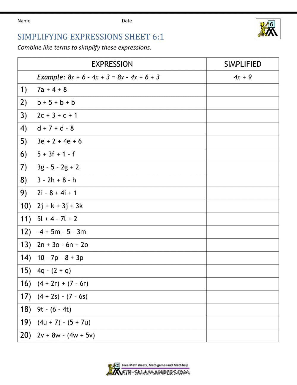 60 Translating Expressions Worksheets Pdf 27