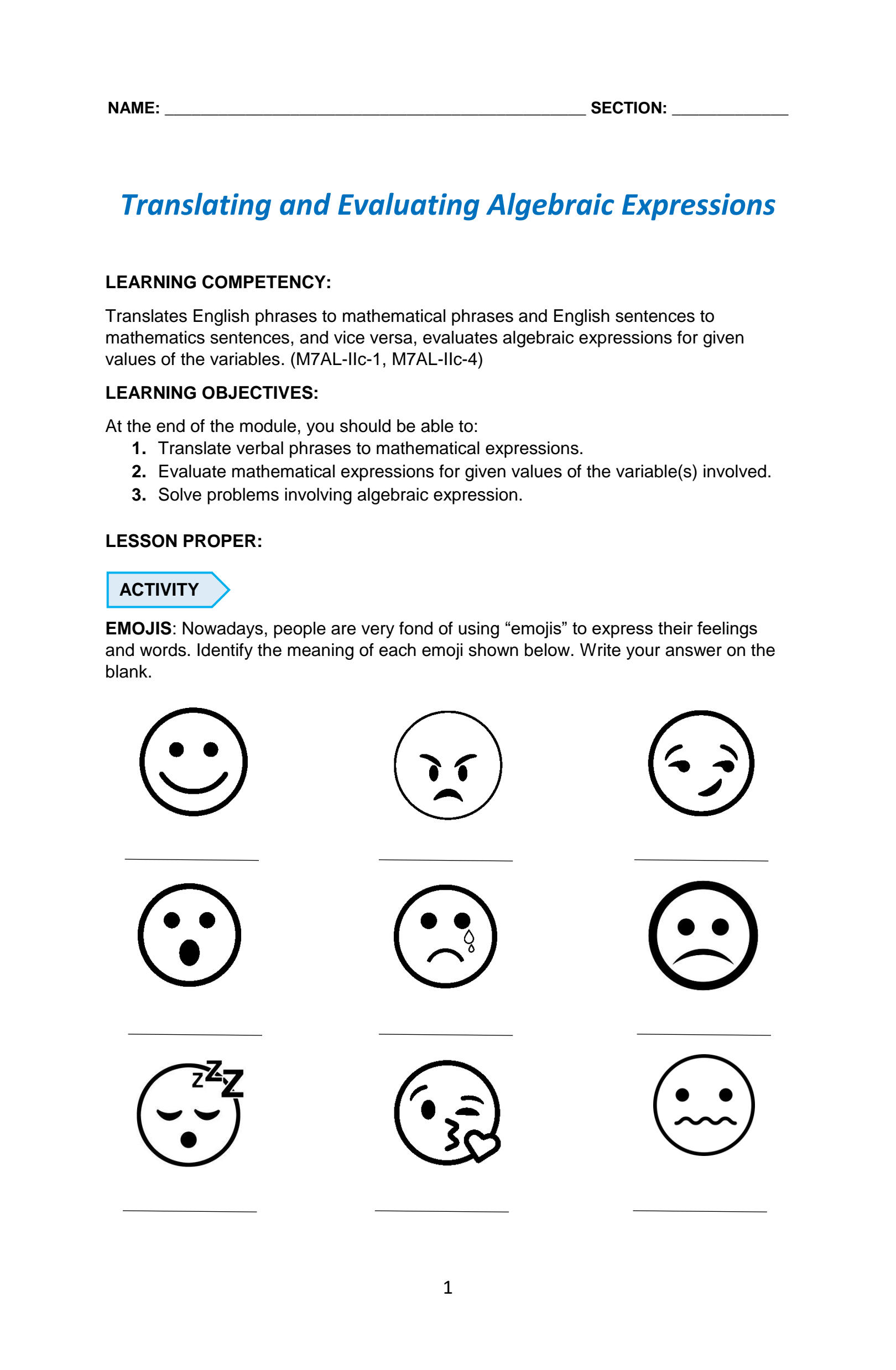 60 Translating Expressions Worksheets Pdf 33