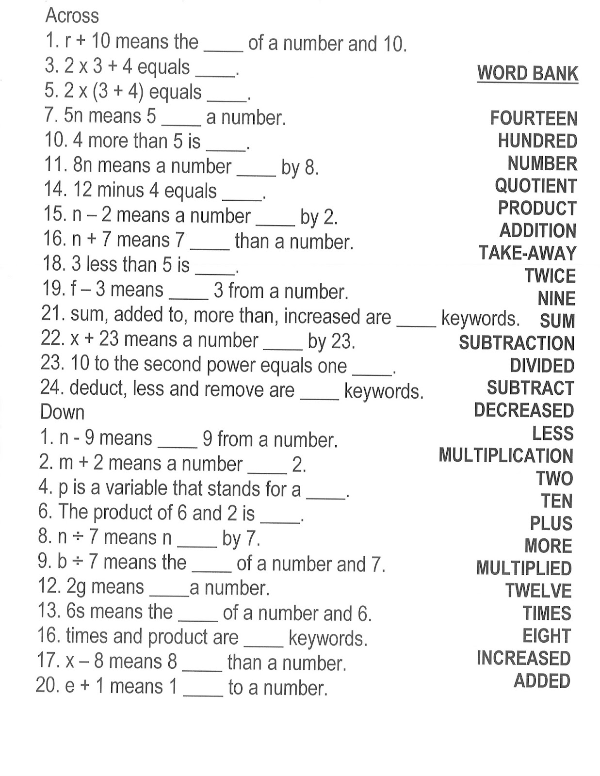 60 Translating Expressions Worksheets Pdf 41