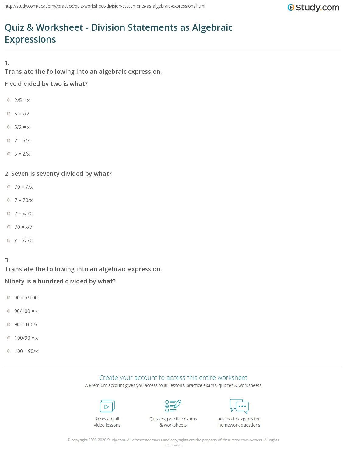 60 Translating Expressions Worksheets Pdf 47