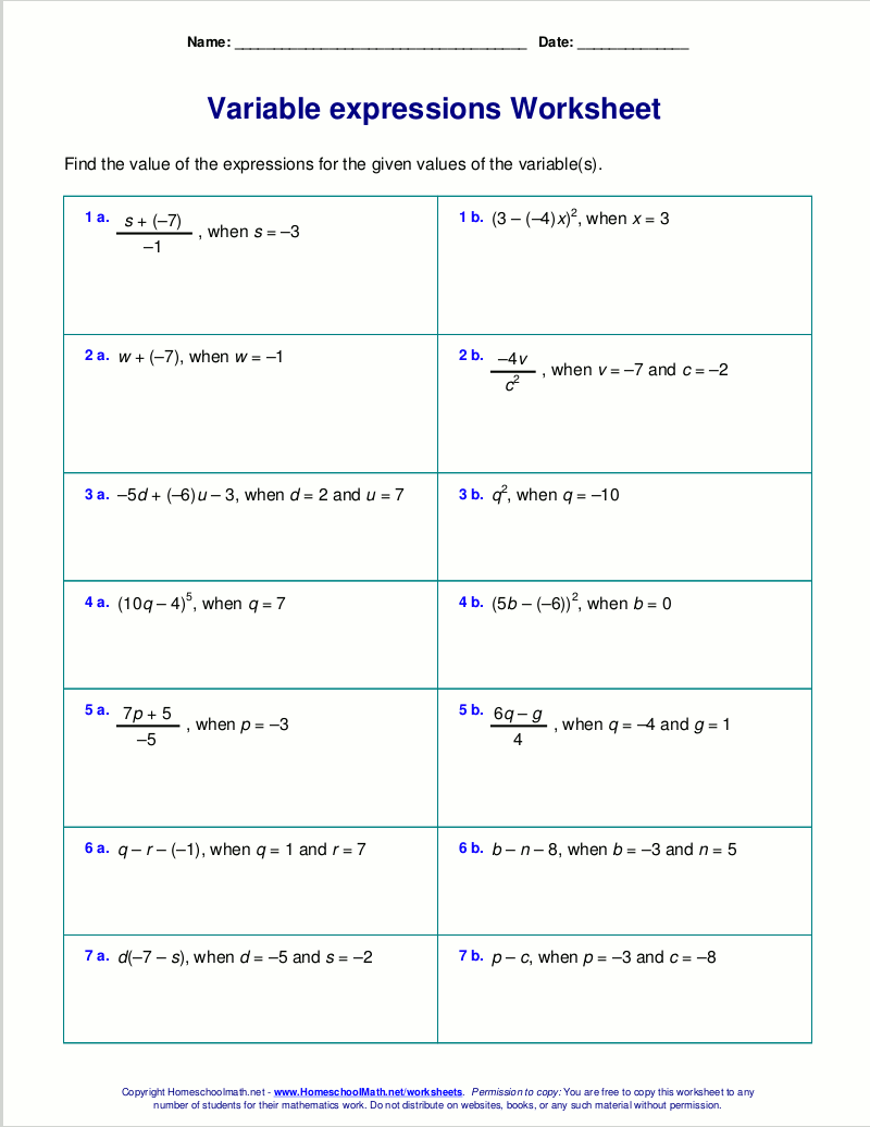 60 Translating Expressions Worksheets Pdf 62