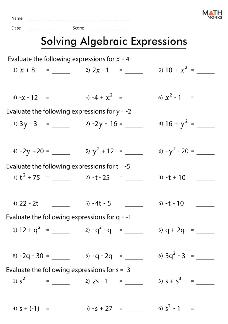 60 Translating Expressions Worksheets Pdf 8