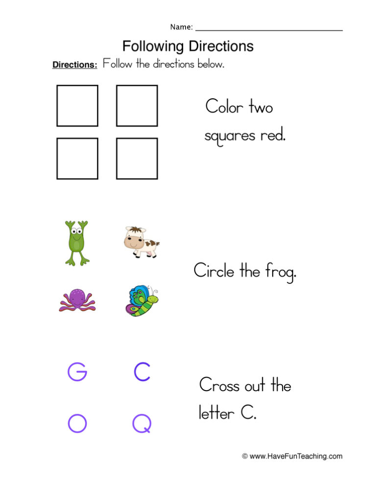 60 Worksheets For Following Directions 50