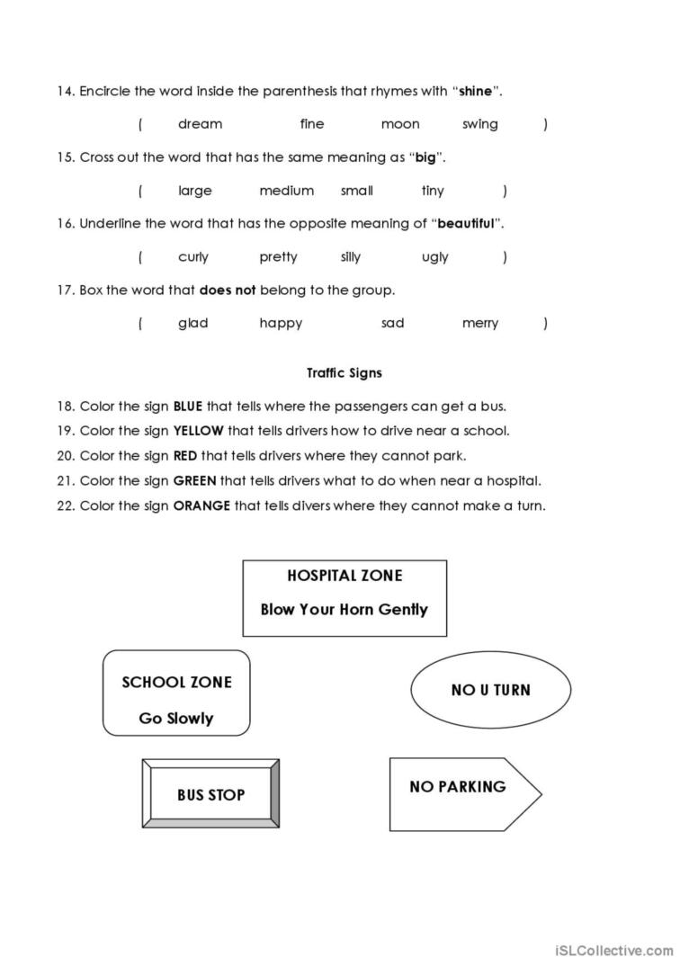 60 Worksheets For Following Directions 65