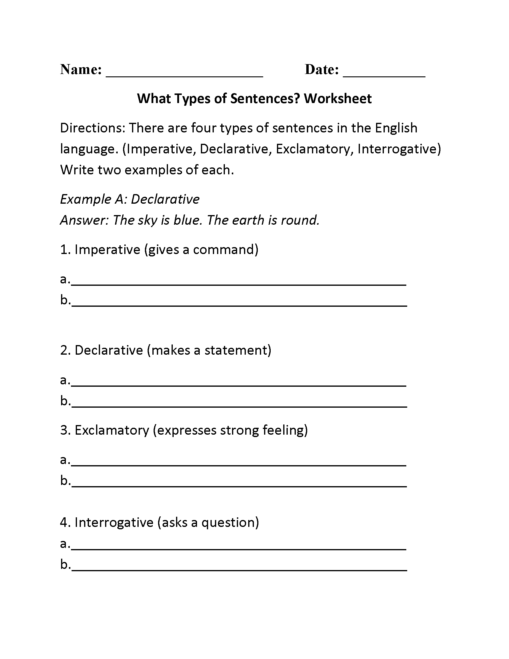 82 Kinds Of Sentences Worksheets 10