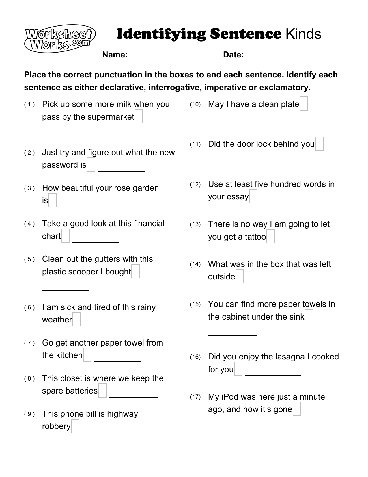 82 Kinds Of Sentences Worksheets 76