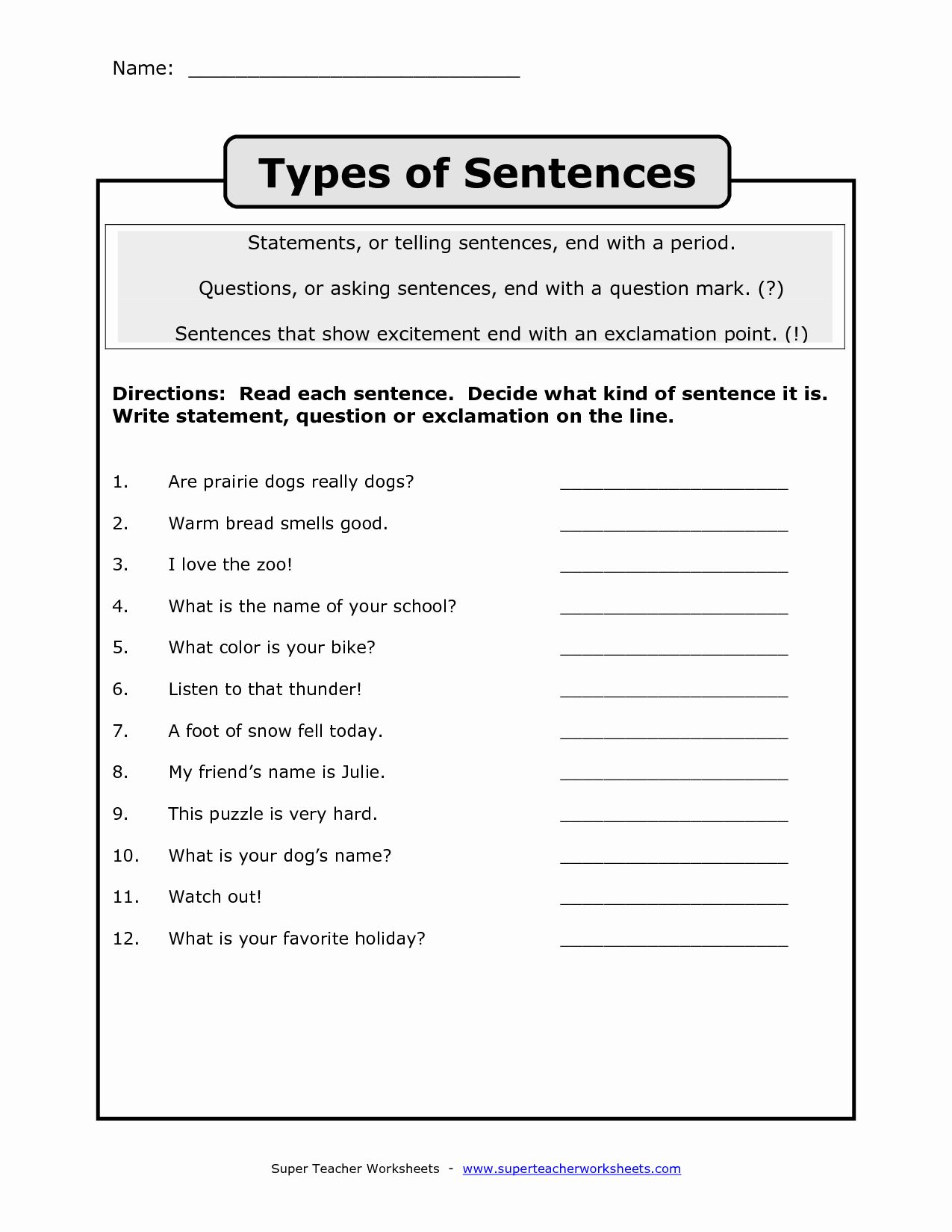 82 Kinds Of Sentences Worksheets 87