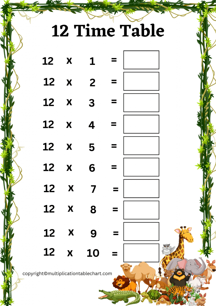 80 Printable 12 Times Table Worksheets 1