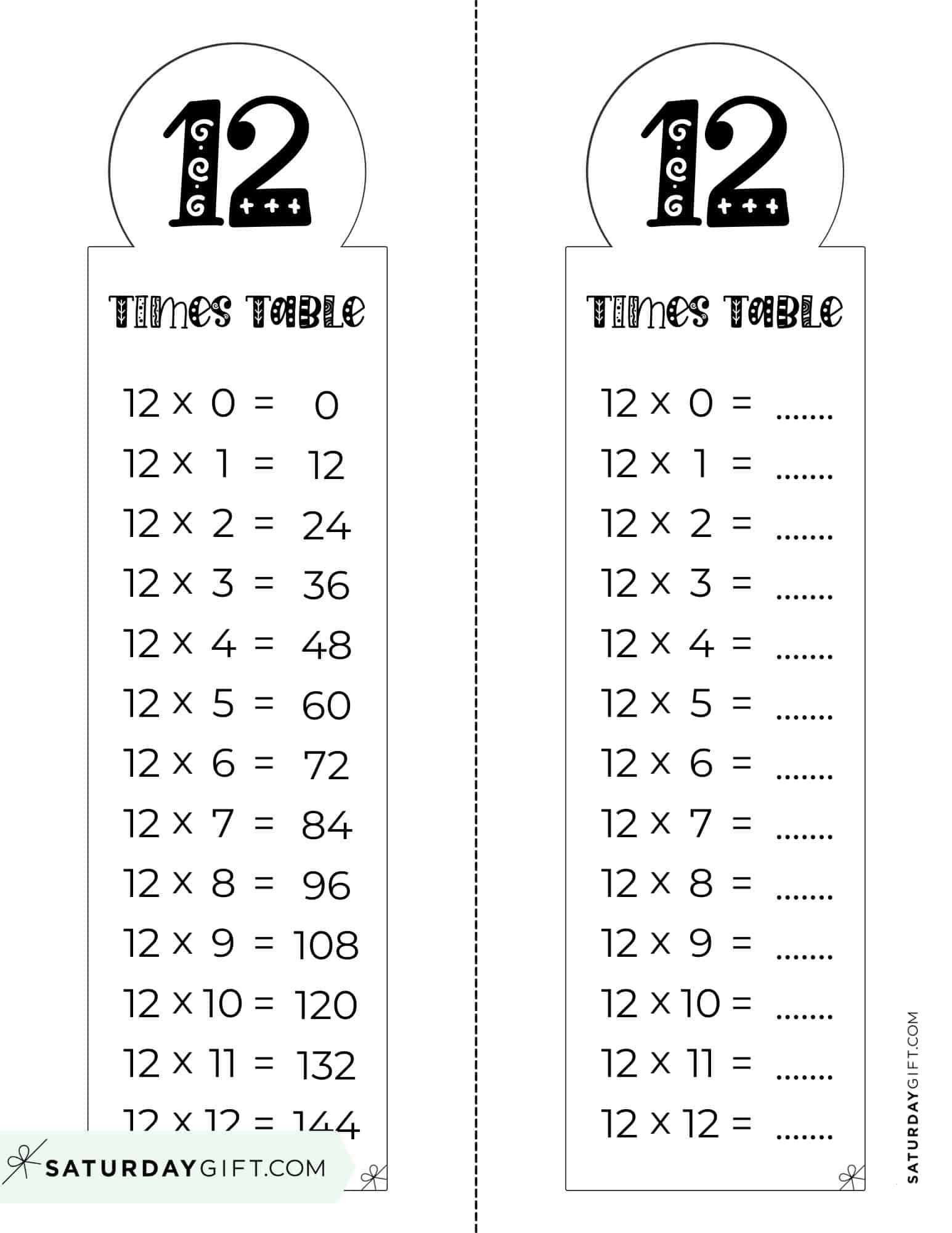 80 Printable 12 Times Table Worksheets 13