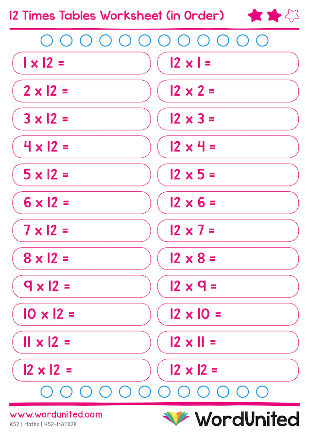 80 Printable 12 Times Table Worksheets 28