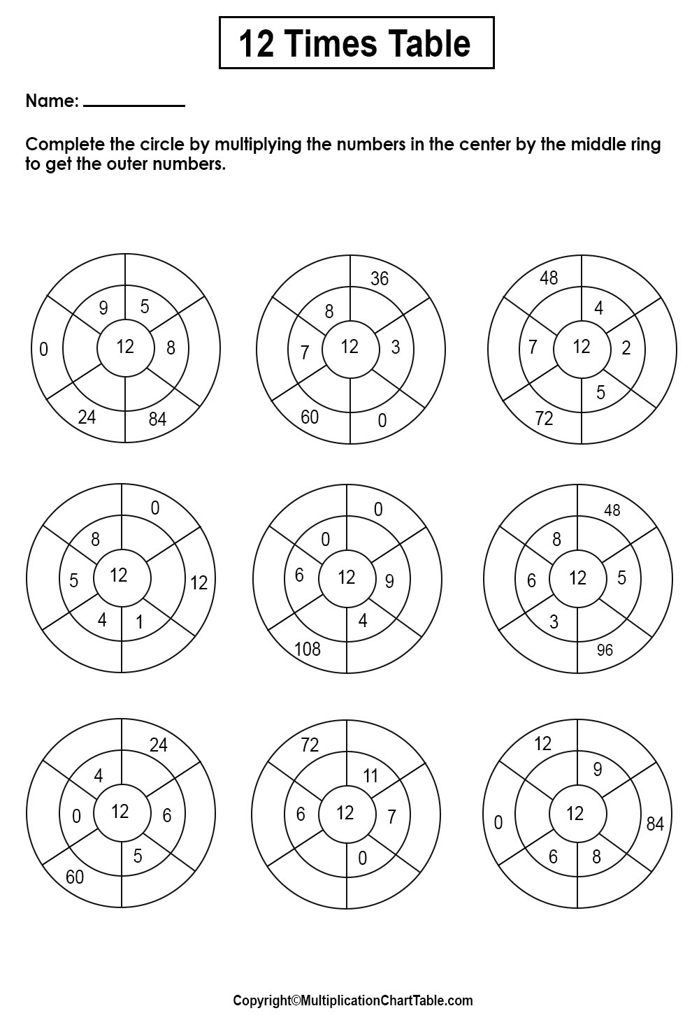 80 Printable 12 Times Table Worksheets 29