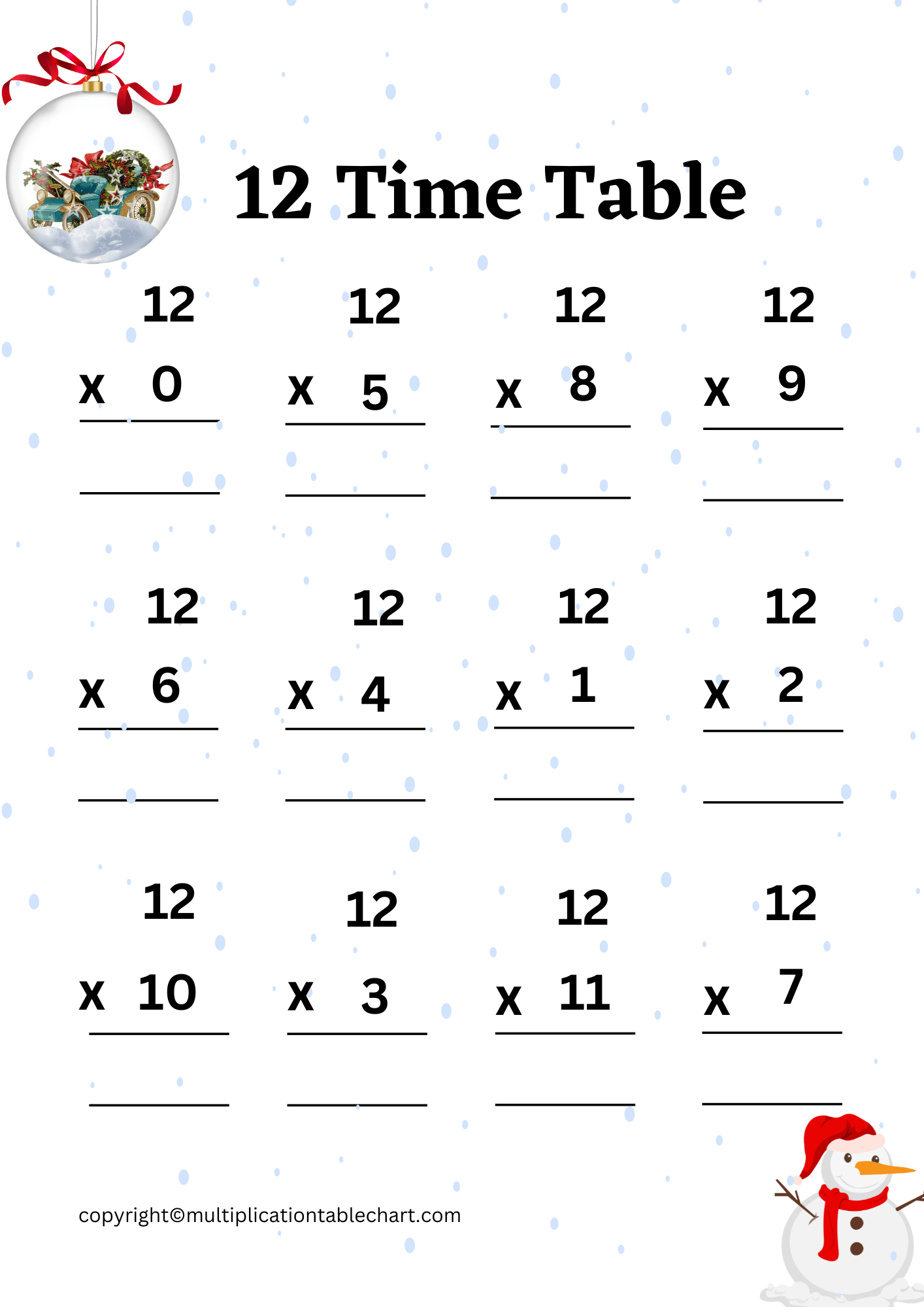 80 Printable 12 Times Table Worksheets 4