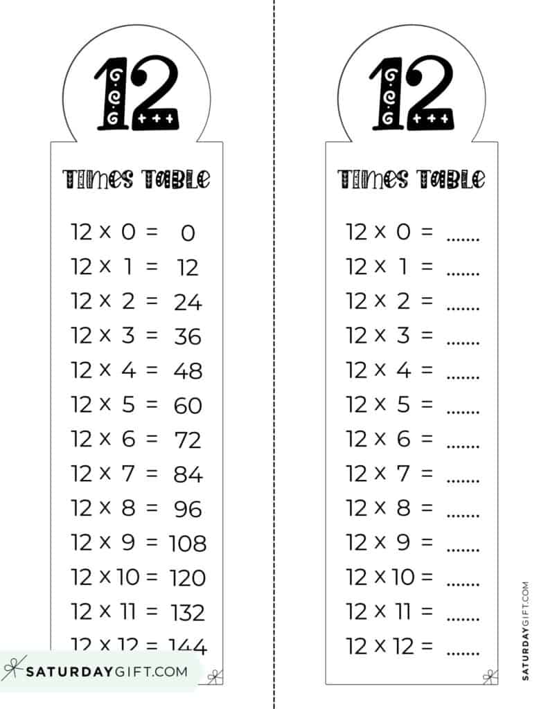 80 Printable 12 Times Table Worksheets 54