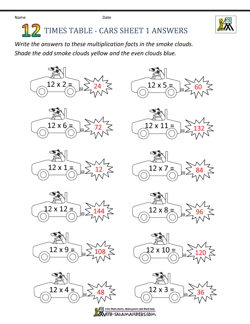 80 Printable 12 Times Table Worksheets 81