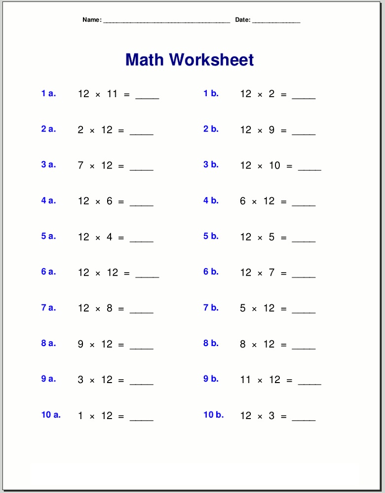 80 Printable 12 Times Table Worksheets 82