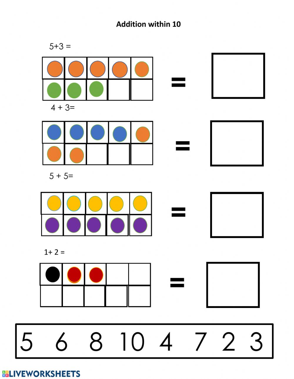 80 Printable Addition Within 10 Worksheets 19