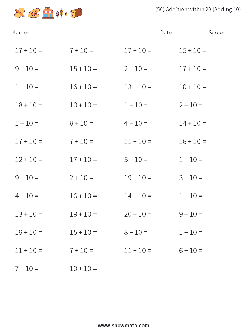 80 Printable Addition Within 10 Worksheets 24