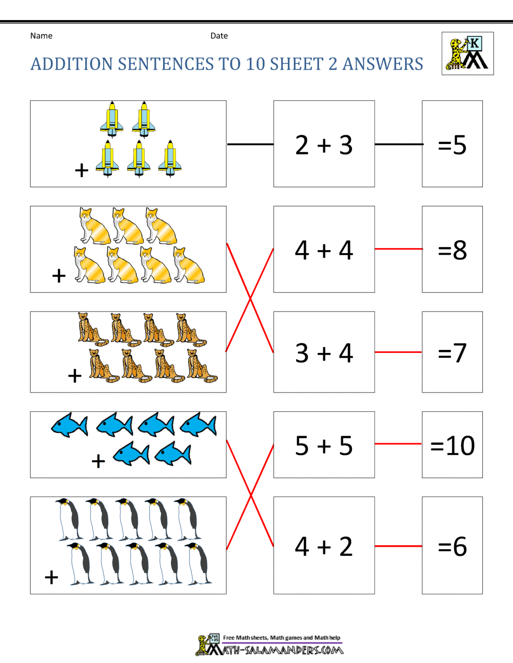 80 Printable Addition Within 10 Worksheets 40