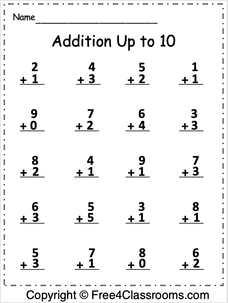 80 Printable Addition Within 10 Worksheets 51