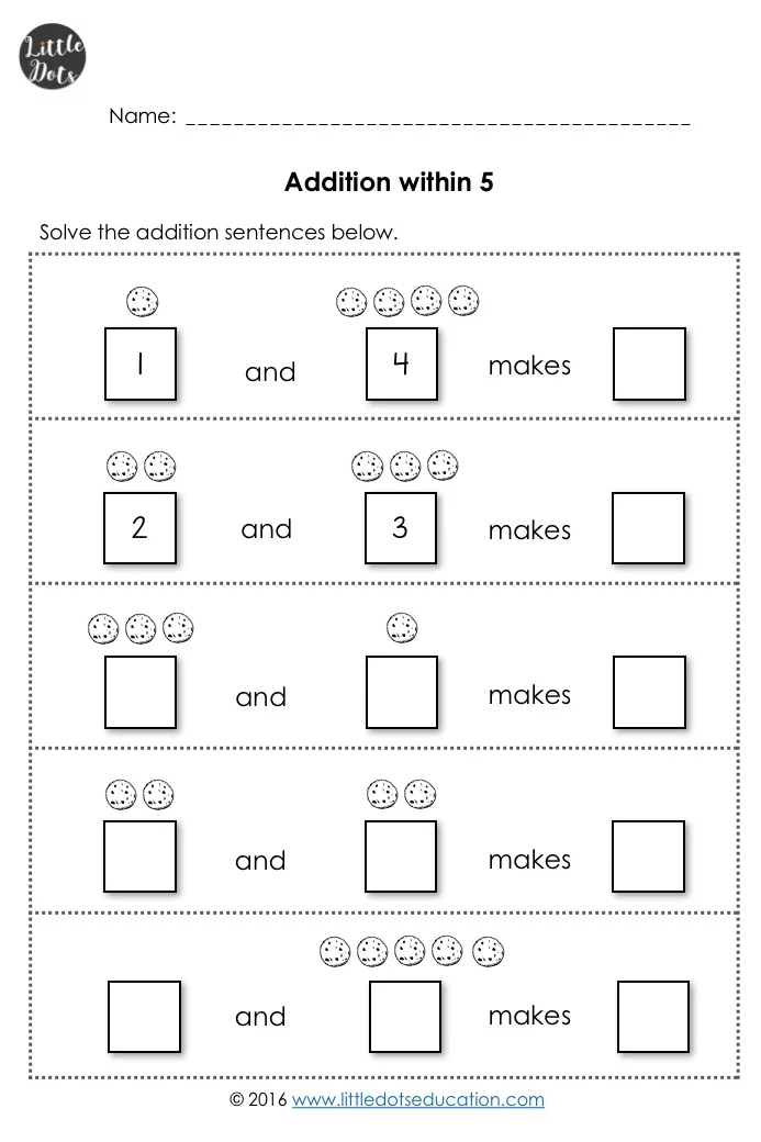 80 Printable Addition Within 10 Worksheets 65