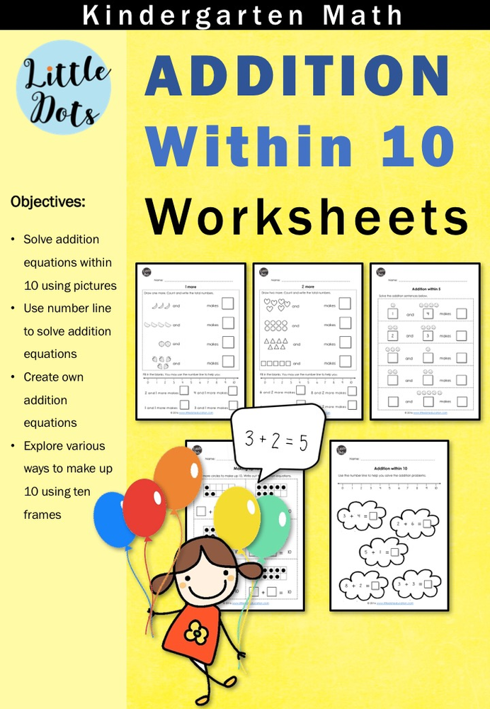 80 Printable Addition Within 10 Worksheets 76