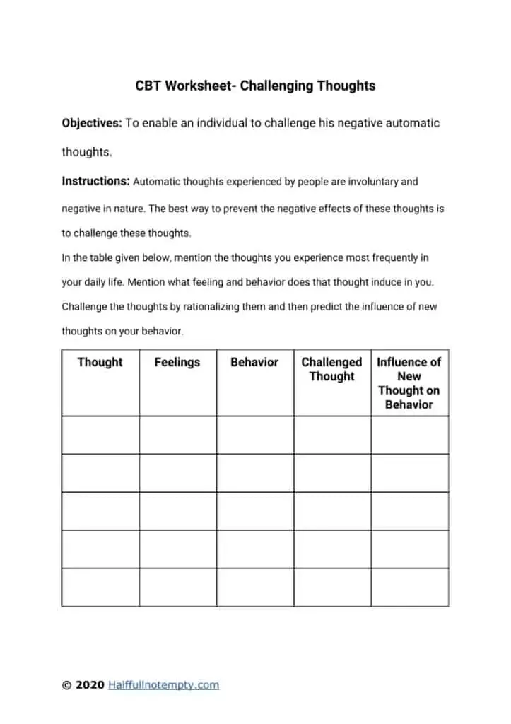 80 Printable Cbt Worksheets For Teens 10