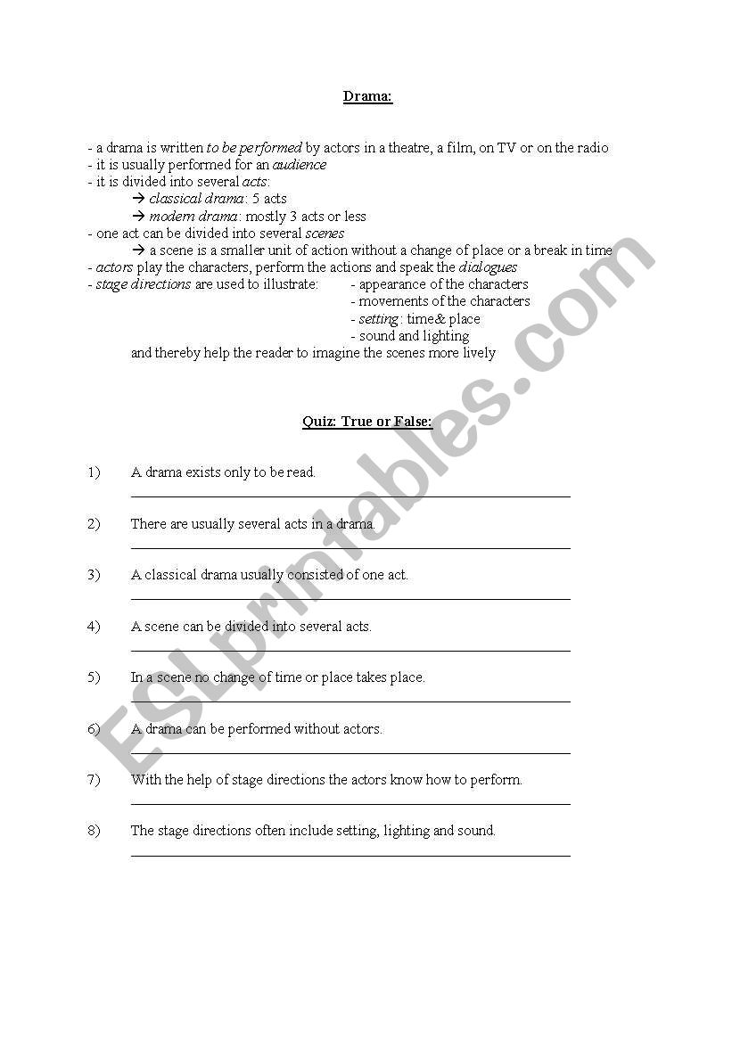 80 Printable Elements Of Drama Worksheets 21