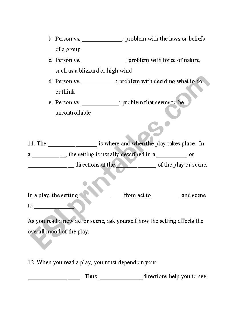 80 Printable Elements Of Drama Worksheets 4