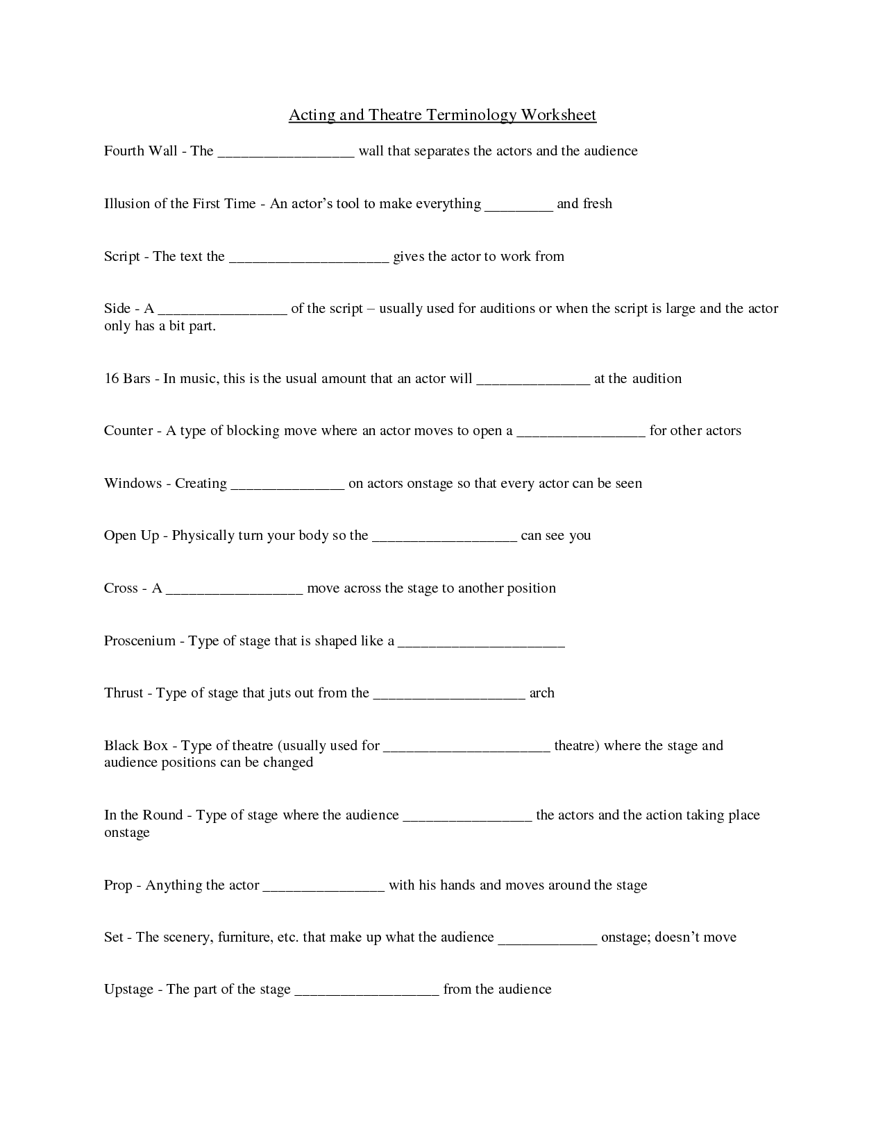 80 Printable Elements Of Drama Worksheets 59