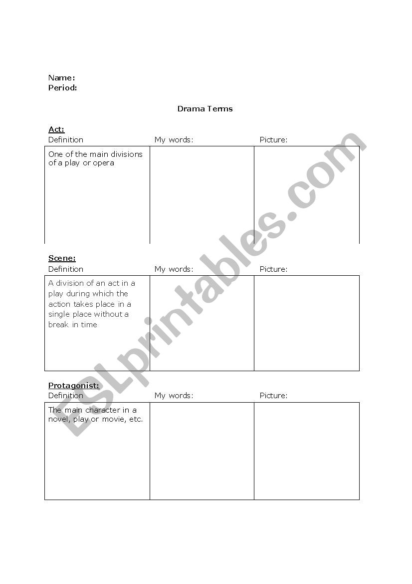 80 Printable Elements Of Drama Worksheets 77