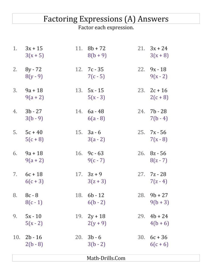 80 Printable Factorization Worksheets With Answers 29