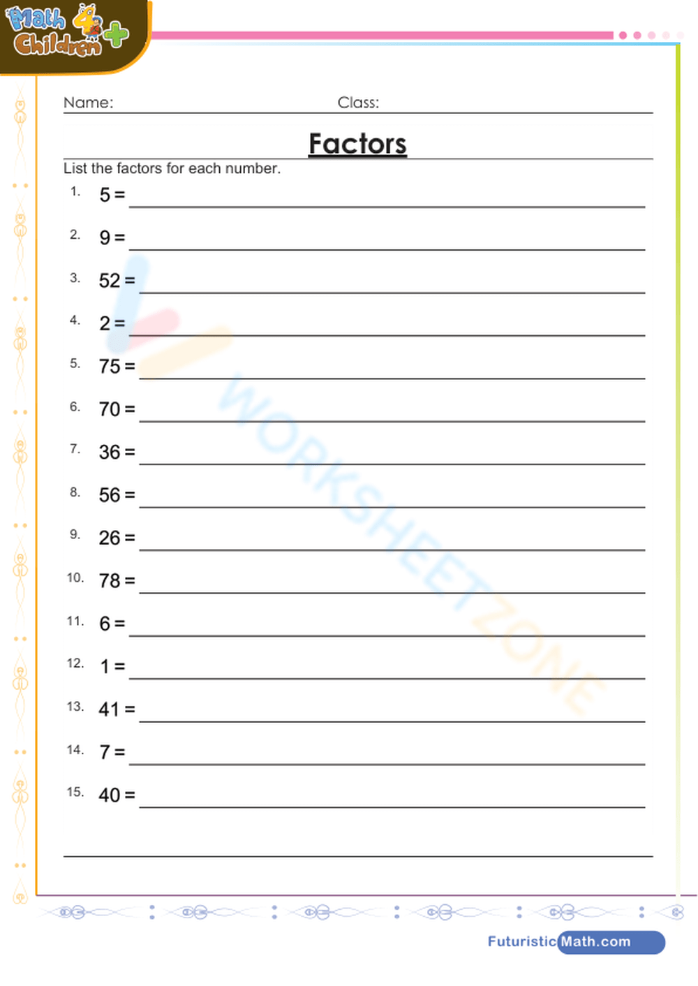 80 Printable Factorization Worksheets With Answers 40