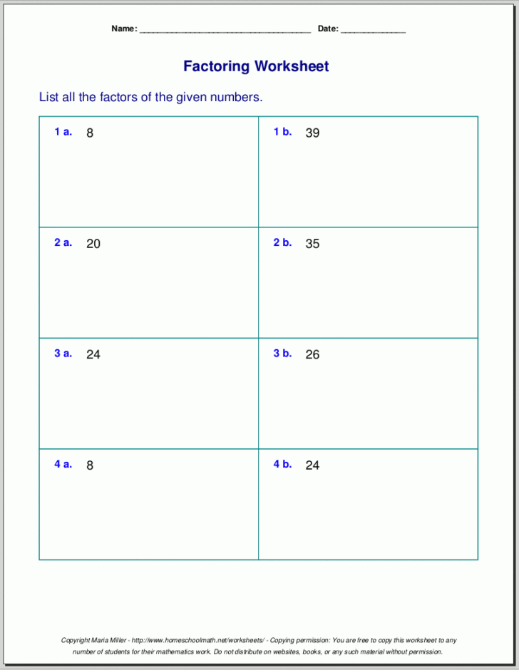 80 Printable Factorization Worksheets With Answers 48